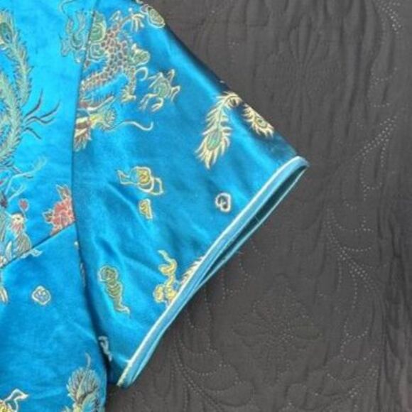 Retro Chinese Style Dragon Phoenix Satin Cheongsam Traditional Dress :Pre-owned - Picture 7 of 8